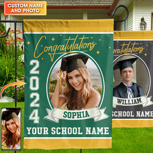 Congrats Class Of 2024, Graduation Gift - Custom Photo And Texts Graduation Flag