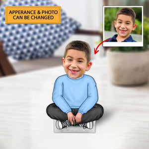 Custom Face Photo Funny Gift For Family Member Crossed Legs Personalized Acrylic Wiggle Stand