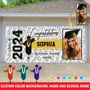 Congratulations - Personalized Photo And Name, Single Garage, Garage Door Banner Covers - Garage Door Banner Decorations