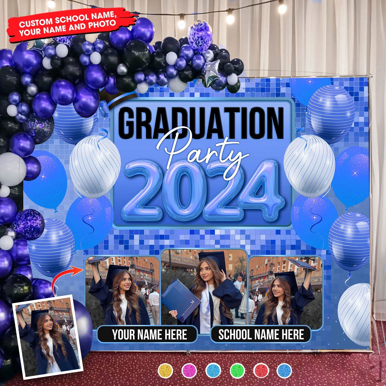 Graduation Party 2024 Custom Photo And Name Graduation Party Backdrop - Personalized Custom Graduation Backdrop