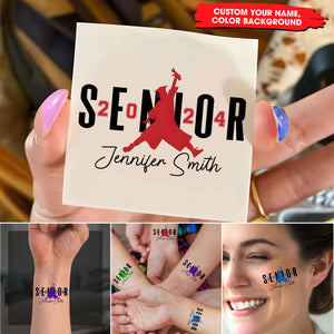 Senior 2024, Custom Color And Name Temporary Tattoo, Personalized Grad Party Tattoo, Fake Tattoo, Graduation Gift