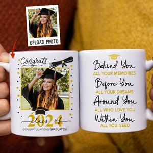 Congrats Class Of 2024 - Custom Photo, Personalized White Mug, Graduation Gift