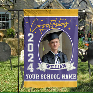 Congrats Class Of 2024, Graduation Gift - Custom Photo And Texts Graduation Flag