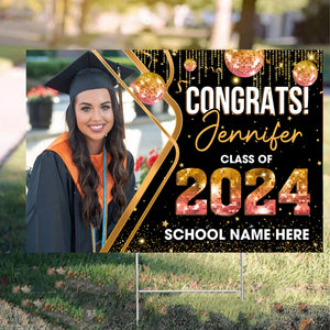 Congrats Class Of 2024, Custom Photo And Texts, Personalized Lawn Sign, Yard Sign, Gift For Graduation