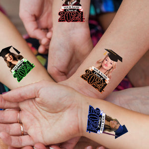 Class Of 2024, Custom Your Photo And Your Name Temporary Tattoo, Personalized Photo And Name, Fake Tattoo, Graduation Gift