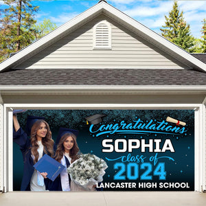 Congratulations Class Of 2024 - Personalized Background Color Single Garage, Garage Door Banner Covers - Banner Decorations