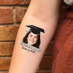 Congrats Class Of 2024, Custom Temporary Tattoo With Personalized Photo And Name, Fake Tattoo, Graduation Gift