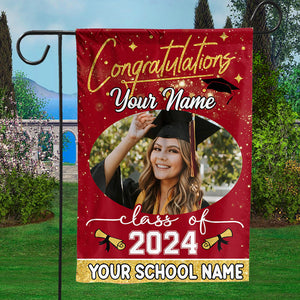 Congratulations Class Of 2024 - Custom Photo And Texts Graduation Flag - Graduation Gift