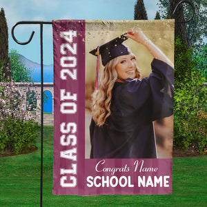 Congrats Class Of 2024 - Custom Photo And Texts Graduation Flag - Graduation Gift