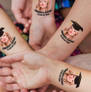 Congratulations Class Of 2024, Custom Luminous Tattoo With Personalized Photo, Text Name, Fake Luminous Tattoo, Graduation Gift