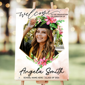 Custom Congratulations Class Of 2024 - Welcome To Graduation Party Welcome Sign - Custom Photo Grad Party Sign - Personalized Graduation Decoration - Graduation Sign