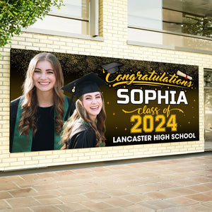 Congratulations Class Of 2024 - Personalized Background Color Single Garage, Garage Door Banner Covers - Banner Decorations