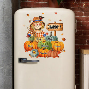 Fall Seasons, Pumpkin Grandma, Mom - Custome Title, Names - Personalized Fridge Sticker Decal - Home Decor