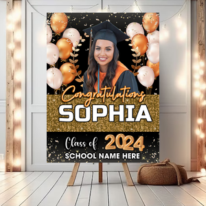 Custom Congratulations Class Of 2024 - Graduation Party Welcome Sign - Custom Photo Grad Party Sign - Personalized Graduation Decoration - Graduation Sign