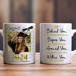 Congrats Class Of 2024 - Custom Photo, Personalized White Mug, Graduation Gift