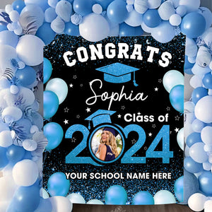 Congrats Class of 2024 Custom Graduation Party Backdrop - Personalized Custom Graduation Backdrop