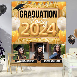 Graduation Party 2024 Custom Photo And Name Graduation Party Backdrop - Personalized Custom Graduation Backdrop