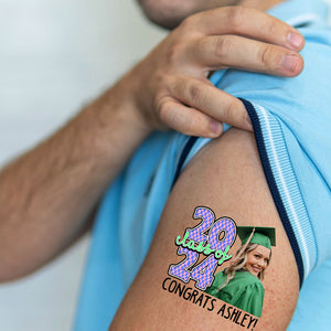 Class Of 2024 Congrats Tattoo, Custom Face Photo And Texts Temporary Tattoo, Personalized Party Tattoo, Fake Tattoo