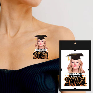 Class Of 2024, Custom Your Photo And Your Name Temporary Tattoo, Personalized Photo And Name, Fake Tattoo, Graduation Gift