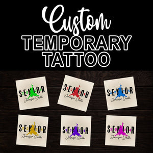 Senior 2024, Custom Color And Name Temporary Tattoo, Personalized Grad Party Tattoo, Fake Tattoo, Graduation Gift