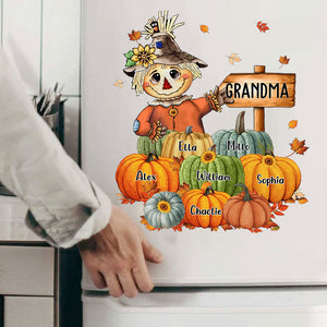 Fall Seasons, Pumpkin Grandma, Mom - Custome Title, Names - Personalized Fridge Sticker Decal - Home Decor