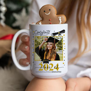 Congrats Class Of 2024 - Custom Photo, Personalized White Mug, Graduation Gift