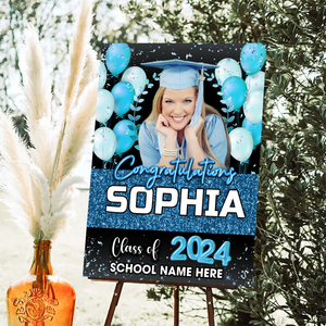 Custom Congratulations Class Of 2024 - Graduation Party Welcome Sign - Custom Photo Grad Party Sign - Personalized Graduation Decoration - Graduation Sign