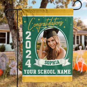 Congrats Class Of 2024, Graduation Gift - Custom Photo And Texts Graduation Flag