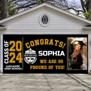 Congratulations 2024 We Are So Proud Of You - Personalized Your Photo And Name Single Garage, Garage Door Banner Covers - Banner Decorations