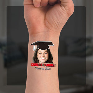 Congrats Class Of 2024, Custom Temporary Tattoo With Personalized Photo And Name, Fake Tattoo, Graduation Gift