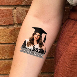 Class Of 2024 Congrats, Custom Name Temporary Tattoo, Personalized Photo And Name, Fake Tattoo, Graduation Gift