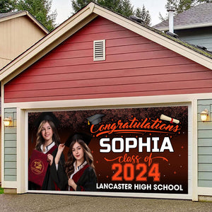 Congratulations Class Of 2024 - Personalized Background Color Single Garage, Garage Door Banner Covers - Banner Decorations