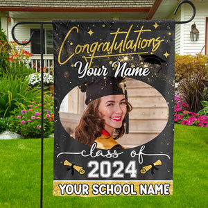 Congratulations Class Of 2024 - Custom Photo And Texts Graduation Flag - Graduation Gift