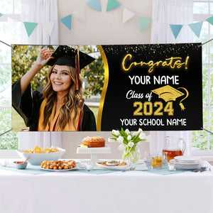 Congrats Class Of 2024- Personalized Photo Banner - Graduated Decoration Gifts