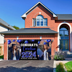 Congratulations Class Of 2024 - Personalized 4 Photos And Texts Single Garage, Garage Door Banner Covers - Banner Decorations