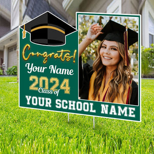 Graduation Gift, Congrats Class Of 2024 - Custom Photo And Texts Graduation Lawn Sign, Yard Sign