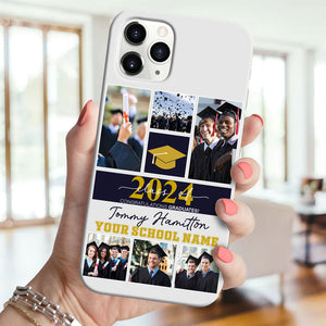 Graduation Custom Name, School Name And 6 Photos Graduation Phone Case - Personalized Phone Case, Gift For Graduation