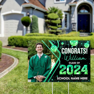 Congrats Class Of 2024, Custom Photo And Texts, Personalized Lawn Sign, Yard Sign, Gift For Graduation