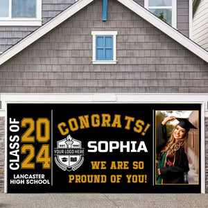 Congratulations 2024 We Are So Proud Of You - Personalized Your Photo And Name Single Garage, Garage Door Banner Covers - Banner Decorations