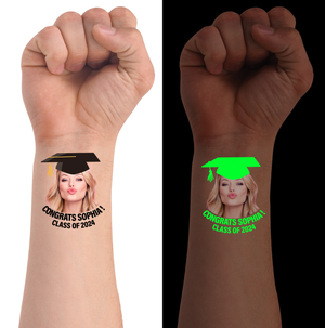 Congratulations Class Of 2024, Custom Luminous Tattoo With Personalized Photo, Text Name, Fake Luminous Tattoo, Graduation Gift