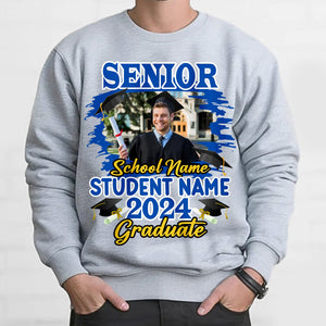 Congrats Senior Graduate 2024 - Custom Photo And Texts Graduation Gift - Personalized Light Sweatshirt