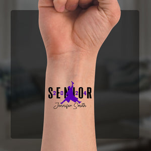 Senior 2024, Custom Color And Name Temporary Tattoo, Personalized Grad Party Tattoo, Fake Tattoo, Graduation Gift