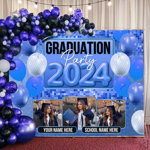 Graduation Party 2024 Custom Photo And Name Graduation Party Backdrop - Personalized Custom Graduation Backdrop