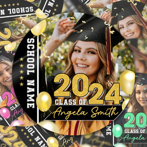 Class Of 2024 Graduation Stickers - Custom Photo And Text - Personalized Circle Sticker, Gift For Graduation