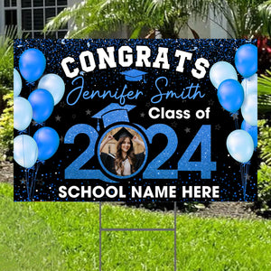 Congratulation Class Of 2024, Custom Color, Photo And Texts, Personalized Lawn Sign, Yard Sign, Gift For Graduation