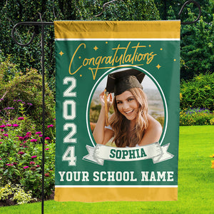 Congrats Class Of 2024, Graduation Gift - Custom Photo And Texts Graduation Flag