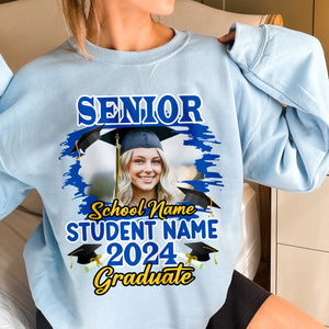 Congrats Senior Graduate 2024 - Custom Photo And Texts Graduation Gift - Personalized Light Sweatshirt