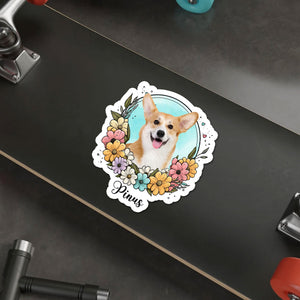 Personalized Cute Puppy Sticker, Custom Photo And Text Name, Gift For Pet Lover