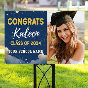 Congrats Class Of 2024, Graduation Gift - Custom Photo And Texts Graduation Lawn Sign, Yard Sign