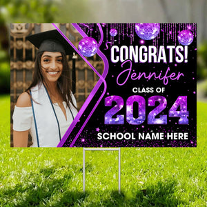 Congrats Class Of 2024, Custom Photo And Texts, Personalized Lawn Sign, Yard Sign, Gift For Graduation